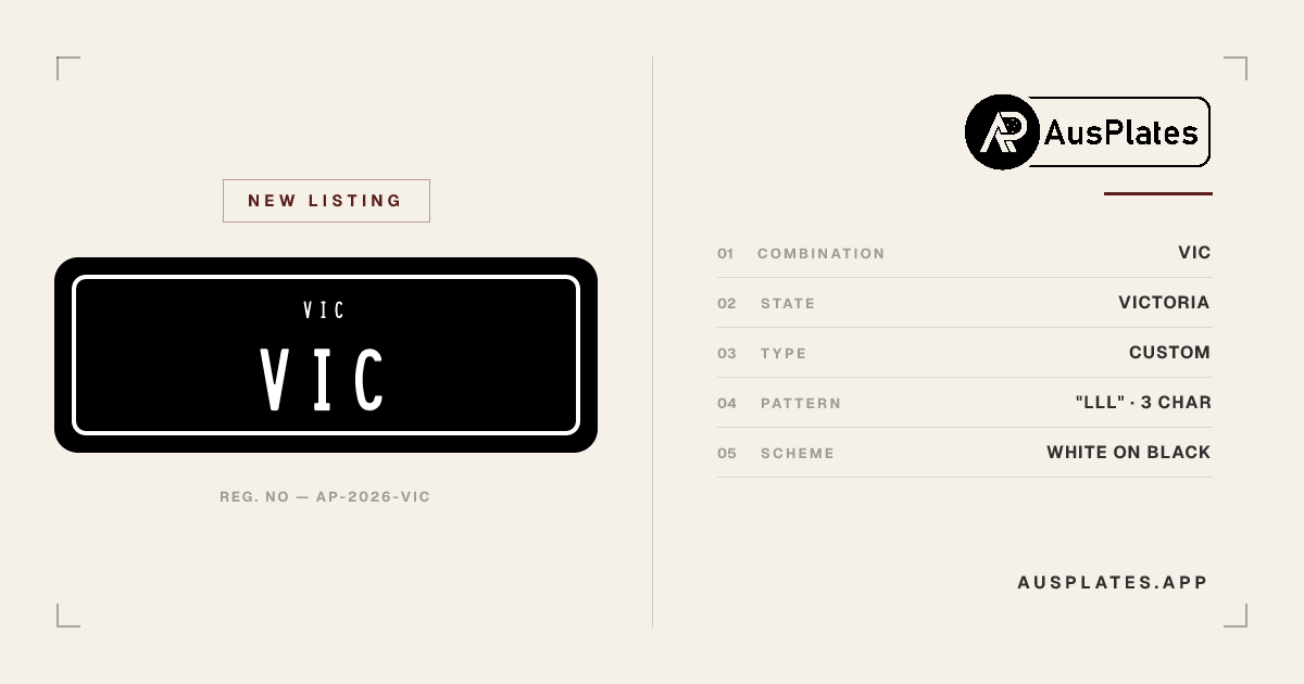 VIC Personalised Plates For Sale | Victoria | AusPlates | AusPlates
